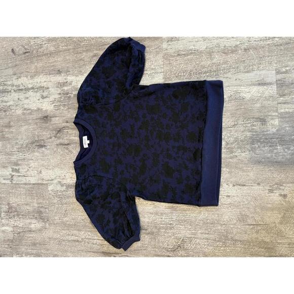 Goldie Rococo Floral Puff Sleeve Blue Sweatshirt NWOT - Picture 3 of 8